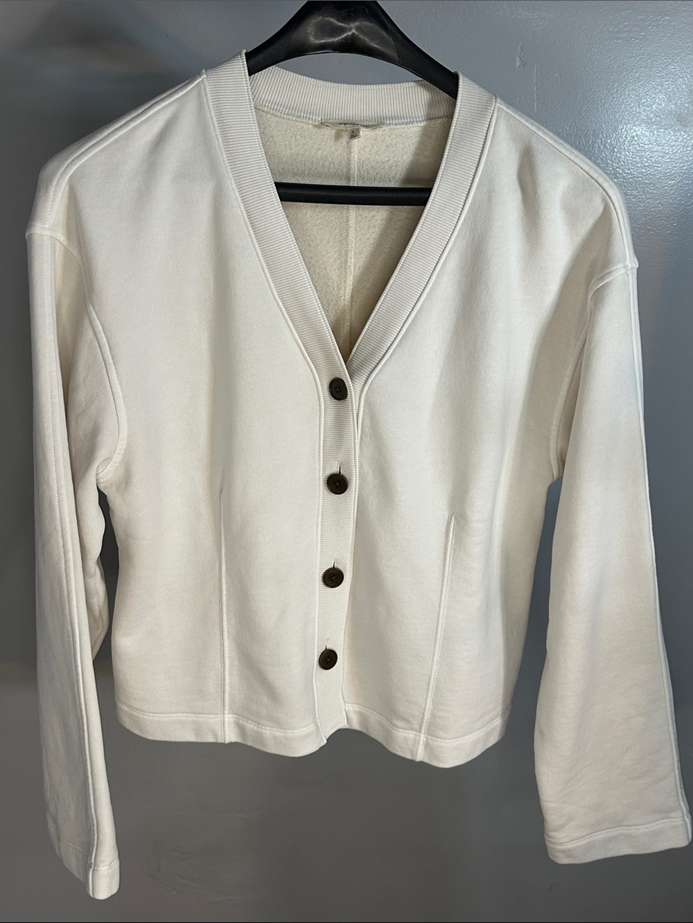 Madewell Ivory Button-Front V-Neck Cardigan
